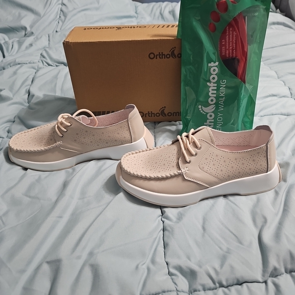 Orthocomfoot Leather Plantar Fasciitis-Arch Support Walking Shoe Women's 8.5 NEW